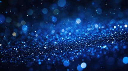 Poster - Glimmering Blue Sparkles on an Abstract Background with Soft Focus Enhancing the Beauty of Light Reflections and Bokeh Effect for Use in Design Projects