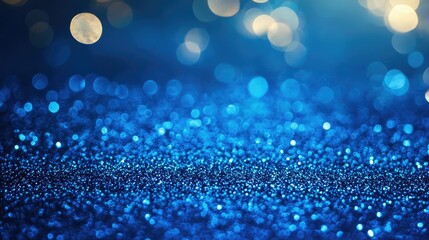 Poster - Captivating Blue Bokeh Background with Sparkling Glitter for Creative Projects, Celebrations, and Artistic Displays in Various Digital Designs