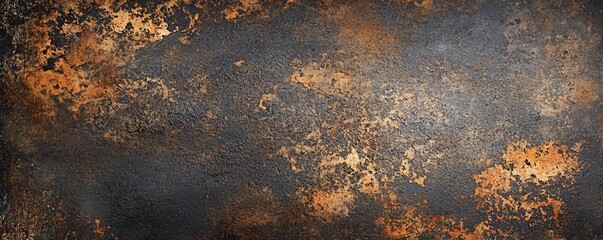 Poster - Rusty grunge metal texture creating a dark brown distressed effect as an abstract background