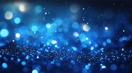 Poster - Beautiful Abstract Background with Bokeh Effect in Blue Tones, Sparkling Glitter Texture, Ideal for Festive, Celebration, and Inspirational Themes in Creative Projects