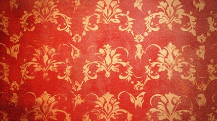 Aufkleber - Luxurious and stylish vintage grunge damask pattern background in red and gold, ideal for enhancing any design project