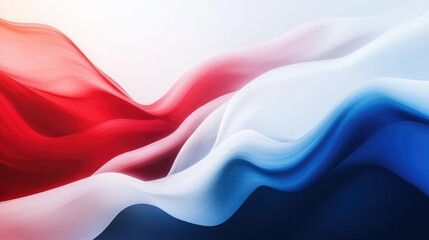 Poster - Flowing Waves of Colorful Fabric in Red, White, and Blue Tones Creating a Dynamic Abstract Background for Modern Design Projects and Creative Concepts