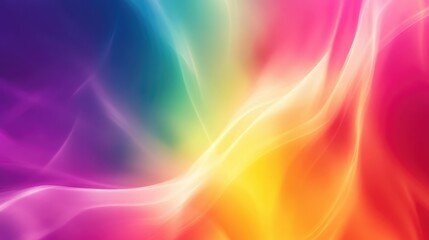 Poster - Colorful Abstract Background with Smooth Waves and Gradient Shades in Blue, Pink, Yellow, and Green Creating a Vibrant and Energetic Visual Experience for Design Projects