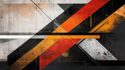 Poster - Abstract Geometric Composition with Bold Colors and Textures, Featuring Contrasting Lines and Shapes on a Grungy Background for Modern Design Projects