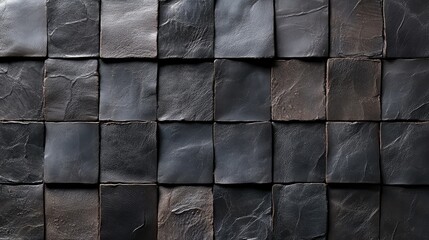 Poster - Textured Leather Squares Displayed in a Grid Pattern, Showcasing the Unique Characteristics and Rich Tones of Each Piece with a Rustic and Sophisticated Appeal