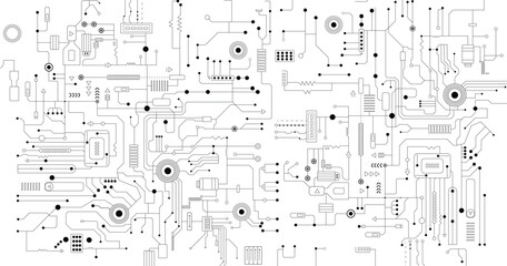 High tech technology geometric and connection system background with digital data abstract