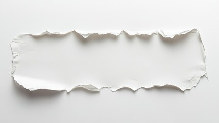Poster - White paper ripped with irregular rough edges, forming an organic border, isolated on white background