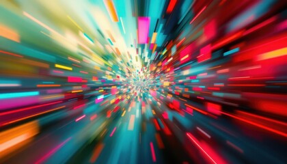 Poster - Colorful burst of abstract dynamic light streaks in vivid motion