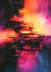 Wall Mural - dive into the digital age with a test screen glitch texture, perfect for projects that require a tou