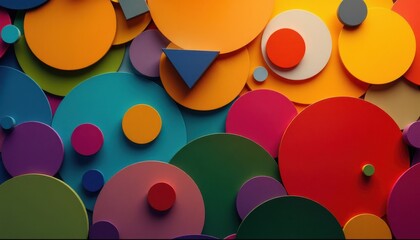 Poster - Colorful abstract geometric shapes overlapping in dynamic composition