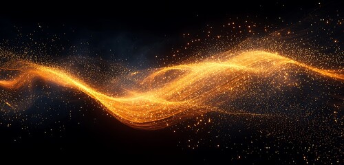 Wall Mural - dynamic neon wave trails of light flowing through a black background, conveying futuristic and scien