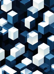 Fototapete - Blue white cubes abstract background design