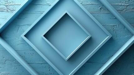 Poster - Abstract geometric blue squares on textured background