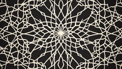 Poster - Elegant beige mandala design, dark background, textile print