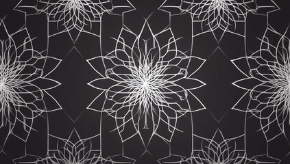 Aufkleber - Silver floral pattern design, dark background, seamless texture, website d?cor
