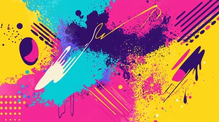 Poster - Dynamic Abstract Art Composition Digital Medium Vibrant Colors Creative Environment Artistic Perspective