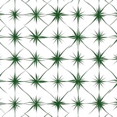 Leinwandbilder - Green starburst pattern, seamless textile design, white background, fabric print