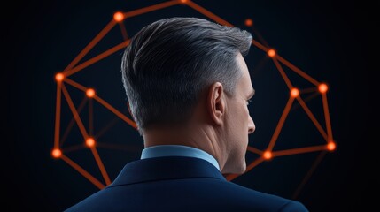 Poster - Businessman Analyzing Data Connections and Network Structure
