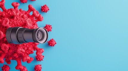Poster - Macro Lens Over Virus Structure Illustrating Scientific Research