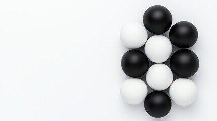 Poster - Contrast of Black and White Balls Arranged on a Light Surface