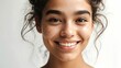 © lovelyday - Young lovely vibrant positive woman smiling happily with cute dimples and freckles on her facial skin. Attractive female natural beauty with self-love self-acceptance and self-confidence