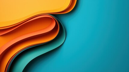 Poster - Vibrant Layers of Yellow Orange and Blue Abstract Background Design