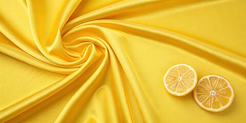 Poster - A yellow fabric with two lemons on it