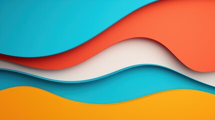 Poster - Colorful wavy shapes in vibrant blue orange and yellow tones