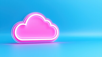 Poster - Bright and Colorful Neon Cloud on a Vibrant Blue Background