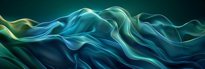 Aufkleber - Abstract background, flowing shapes in blue and green colors, fluid design