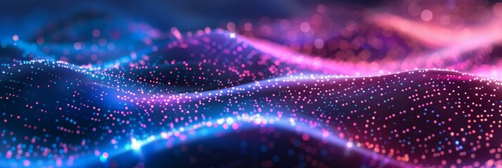 Poster - Abstract digital background with glowing connections and lines in the colors blue, purple, and red. Abstract technology or data network concept.