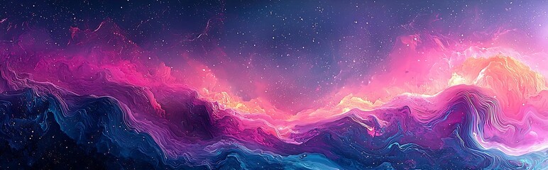 Wall Mural - flow through neon colors in a grainy texture effect, where purple, pink, and blue create a vibrant c
