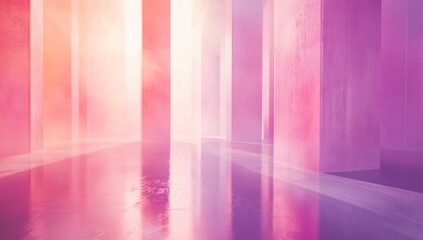 Wall Mural - Dreamlike Pink Hallway:  A Surreal Architectural Visualization