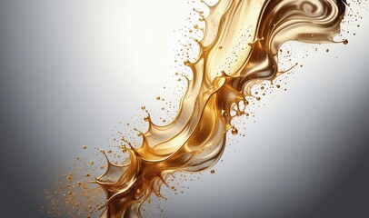 Wall Mural - Golden background. Abstract fluid art painting. Gold dreamy wallpaper. Mixture of colors creating golden waves and golden swirls.