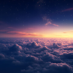 Wall Mural - celestial sky in an otherworldly realm, featuring clouds illuminated by soft celestial light. the co