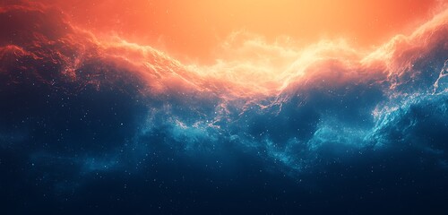 Wall Mural - illuminate your designs with a dark grainy gradient background featuring orange, white, blue, and te