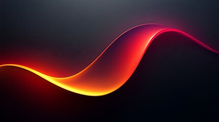 Wall Mural - illuminate your space with a red glowing abstract color gradient wave shape set against a black grai