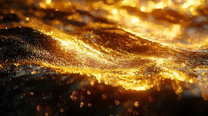 Wall Mural - Liquid gold flowing in a shiny, wavy pattern, creating a smooth, oily texture with dark contrast, 3D-rendered in beautiful detail.