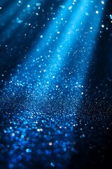 Wall Mural - lose yourself in a blue gradient background where grainy glowing blue light shines on a dark backdro