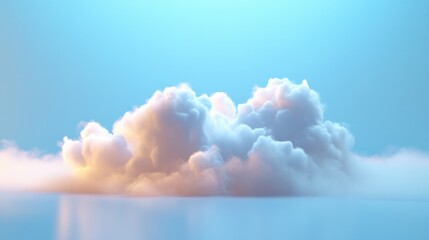 Poster - Conceptual Representation of Cloud Edge and Fog Computing with Soft Pink and White Clouds Illuminated by Blue Sky from Above