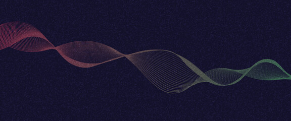 Wall Mural - dark abstract background featuring glowing, flowing wave lines in a modern purple-to-blue gradient. 