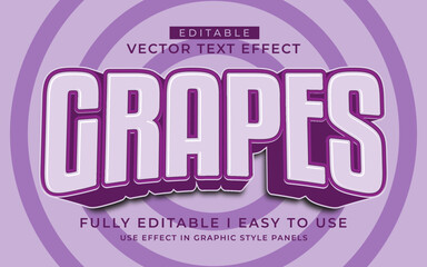 Poster - 3d editable grapes text effect typography style template