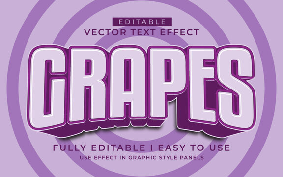 3d editable grapes text effect typography style template