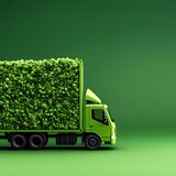Green Truck Loaded with Lush Green Foliage