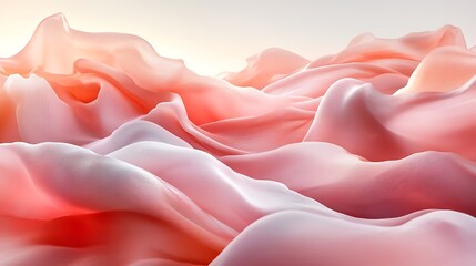 Wall Mural - Peach fabric waves, sunrise, background, abstract art