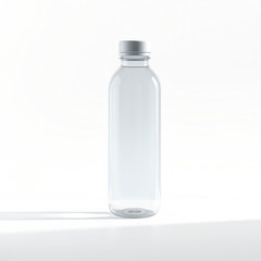 Wall Mural - an image of a clear bottle with a silver lid on a white surface, there is a glass bottle with a silver lid on a white surface