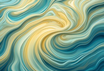 Poster - Abstract swirling teal and gold marble design