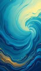 Poster - Abstract swirling blue and gold wave art design
