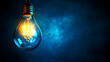 © ma - Creative Blue Background with Glowing Light Bulb