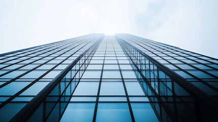 Wall Mural - Modern Empty Office Room with Large Windows, Cityscape and Skyline View